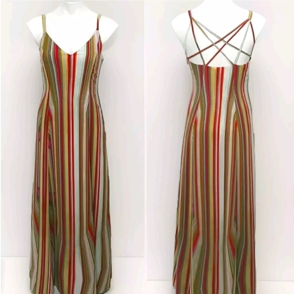 RACHEL Rachel Roy Multicolored Strappy Back Maxi Dress Resort Ready Summer Glam